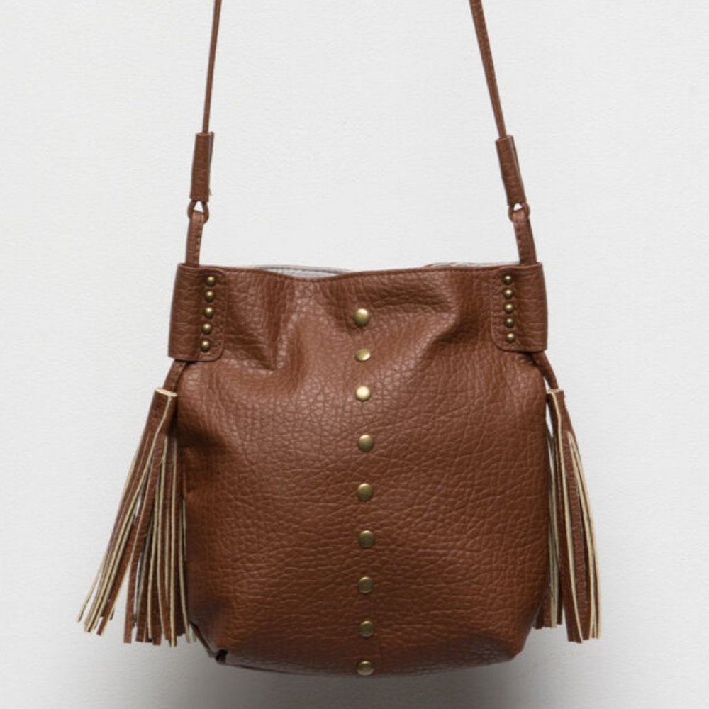 Simple Chic Brown Tassel Crossbody Bag